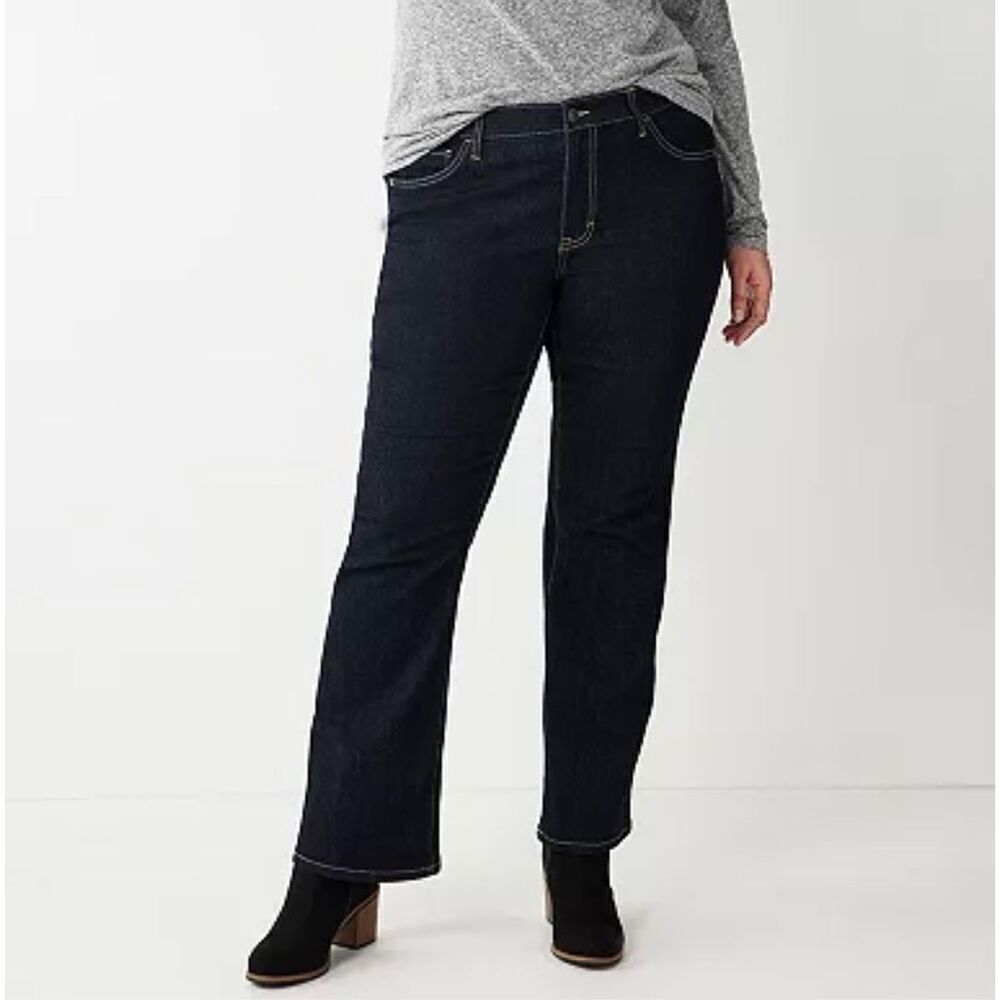 NWT Womens Sonoma Darkest Rinse Straight Leg Jeans - 30W